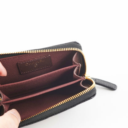 ITEM 3 - Chanel Zipper Black Caviar Cardholder (microchipped)