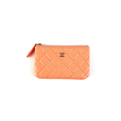 Chanel Classic Caviar Mini Pouch Coral
