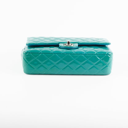 Chanel Quilted Patent Medium Large Classic Flap Teal