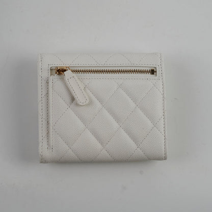 Chanel Caviar Compact Wallet White
