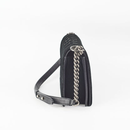 Chanel New Medium Boy Velvet Black