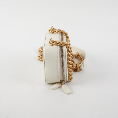 Chanel Caviar Micro Boy Card holder on Chain White