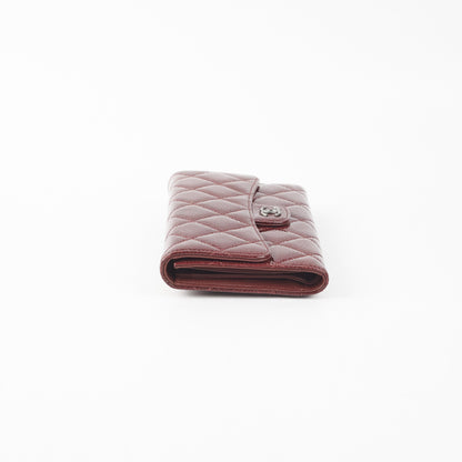 Chanel Long Quilted Patent Burgundy Wallet