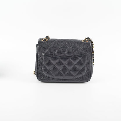 Chanel Mini Square Caviar Bag GHW Black
