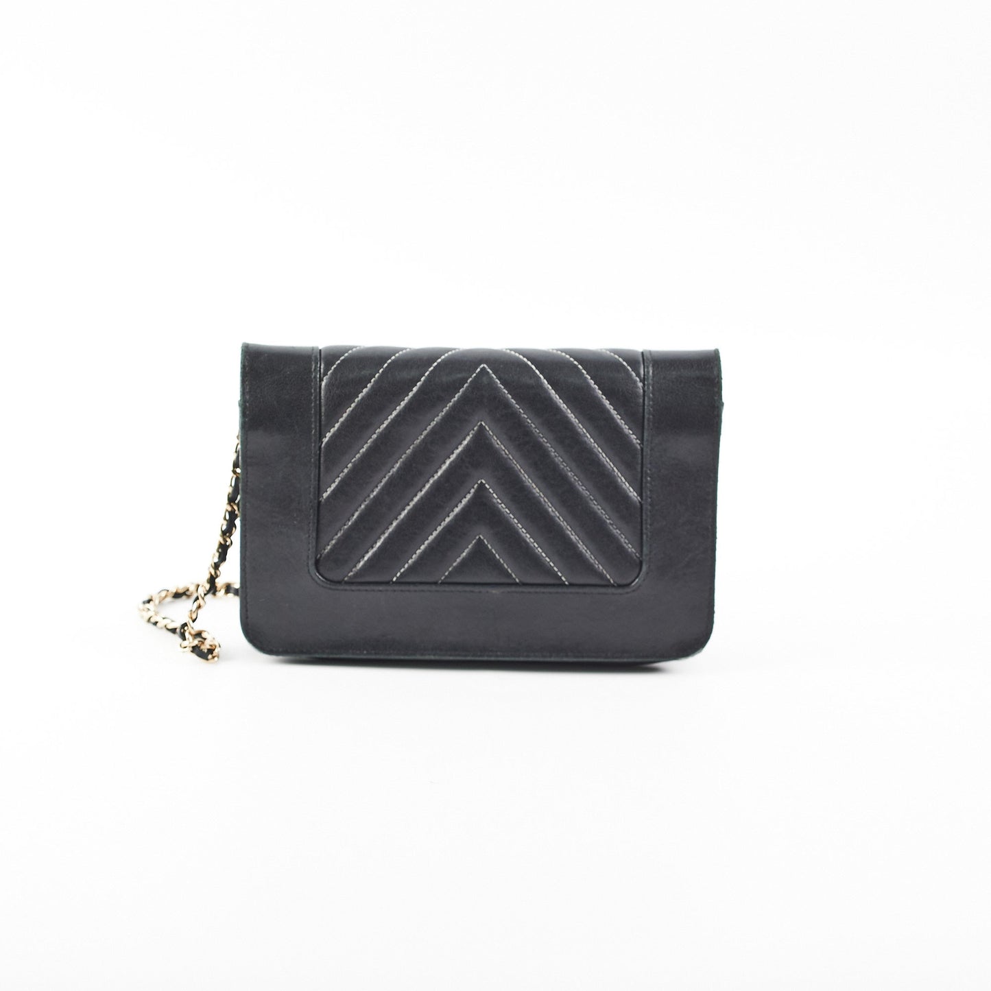 Chanel Chevron Wallet on Chain (WOC) Lambskin Black