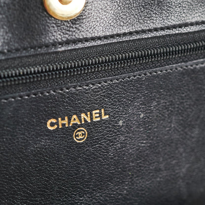 Chanel Chevron Wallet on Chain (WOC) Lambskin Black