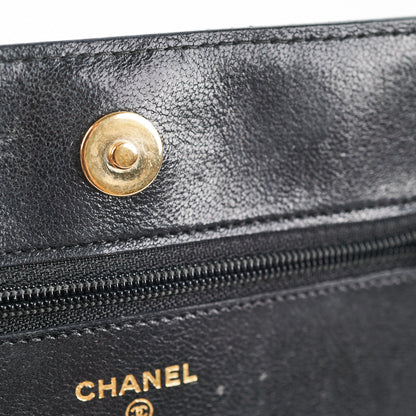 Chanel Chevron Wallet on Chain (WOC) Lambskin Black