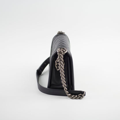 Chanel Old Medium Boy Black Lambskin - Series 23