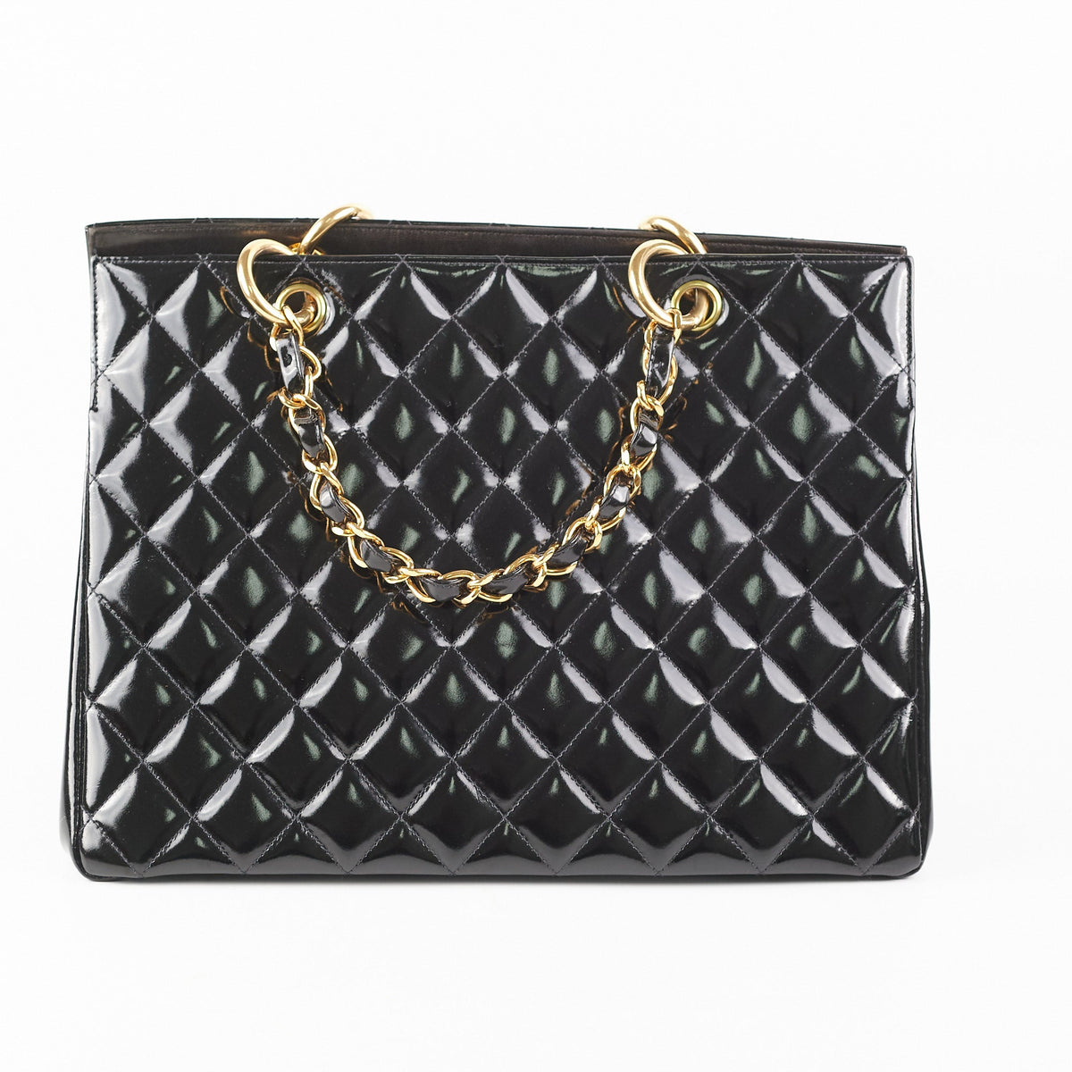 Chanel Vintage Patent Black Tote Black