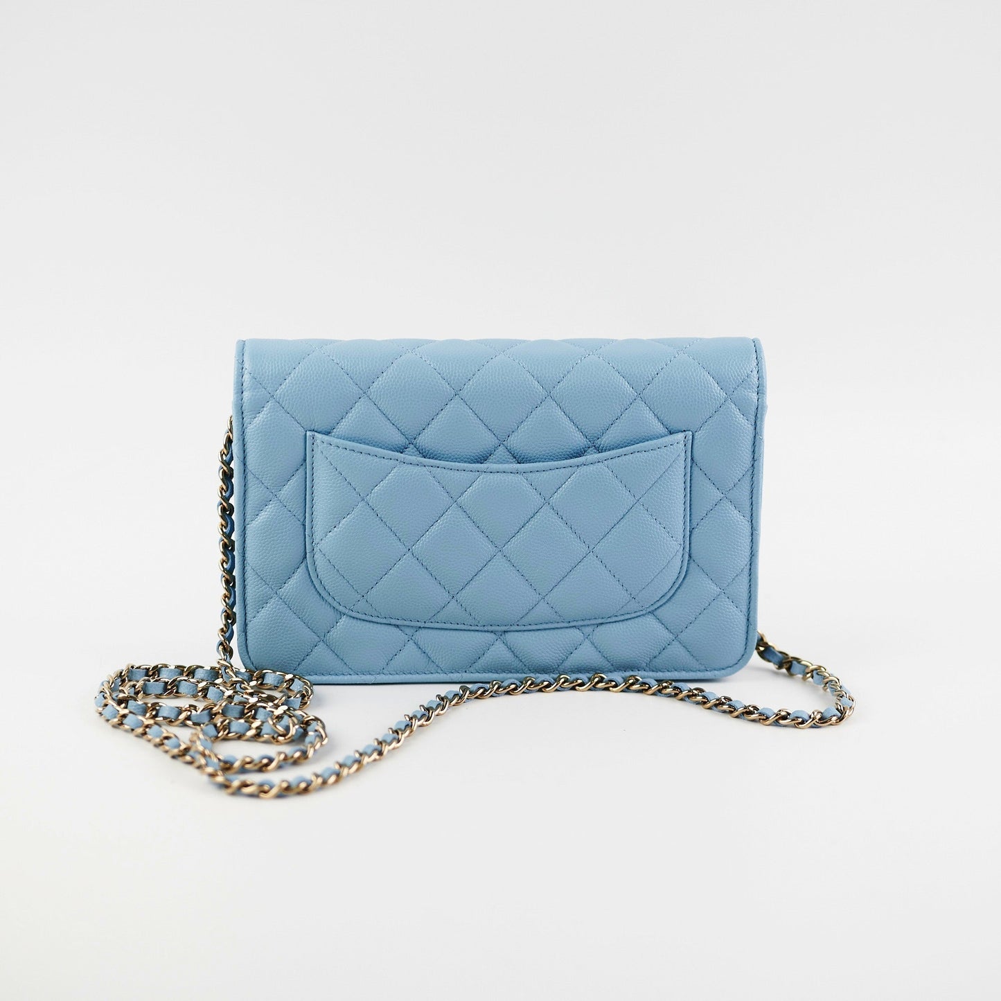 Chanel Wallet On Chain WOC Caviar Light Blue&nbsp; (Microchip)