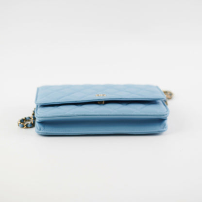 Chanel Wallet On Chain WOC Caviar Light Blue&nbsp; (Microchip)