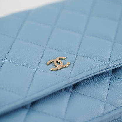 Chanel Wallet On Chain WOC Caviar Light Blue&nbsp; (Microchip)