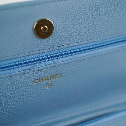 Chanel Wallet On Chain WOC Caviar Light Blue&nbsp; (Microchip)