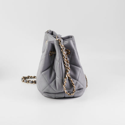 ITEM 28 - Chanel Lambskin Grey Bucket Bag