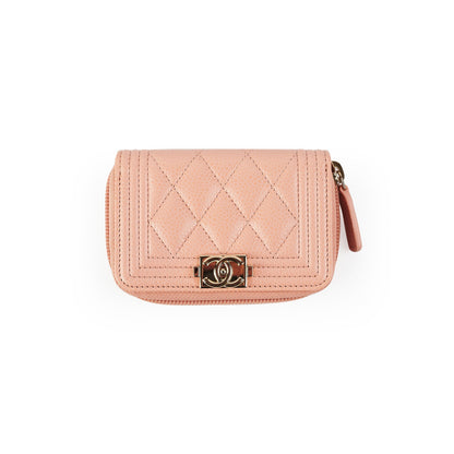 Chanel Zip Wallet Boy Pink Caviar