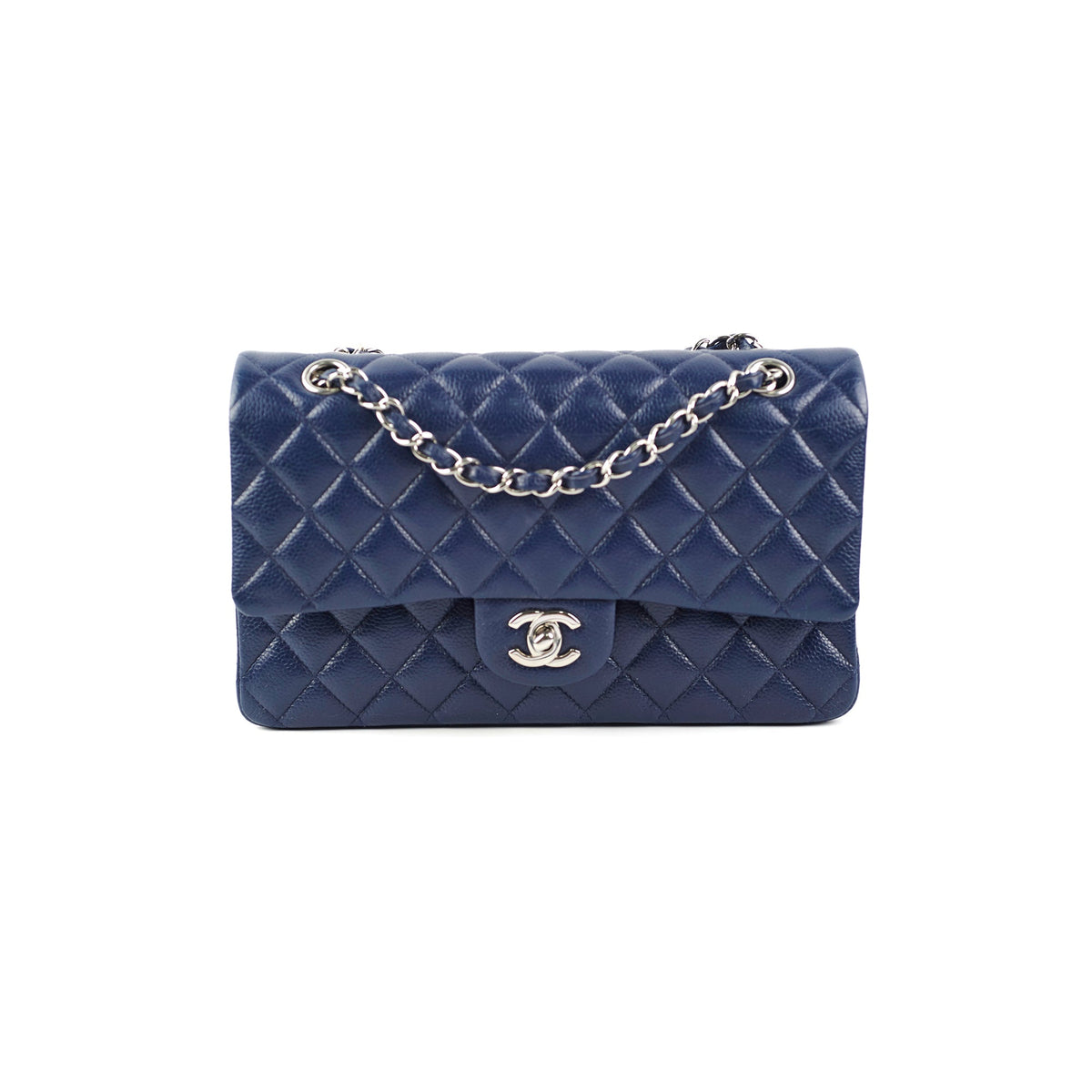 Chanel Classic Flap Medium Large Caviar Blue Shoulder Bag