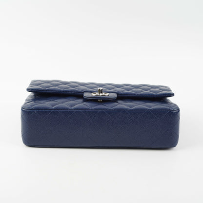 Chanel Classic Flap Medium Large Caviar Blue Shoulder Bag