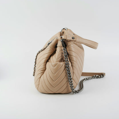 Chanel Chevron Beige Bucket Bag