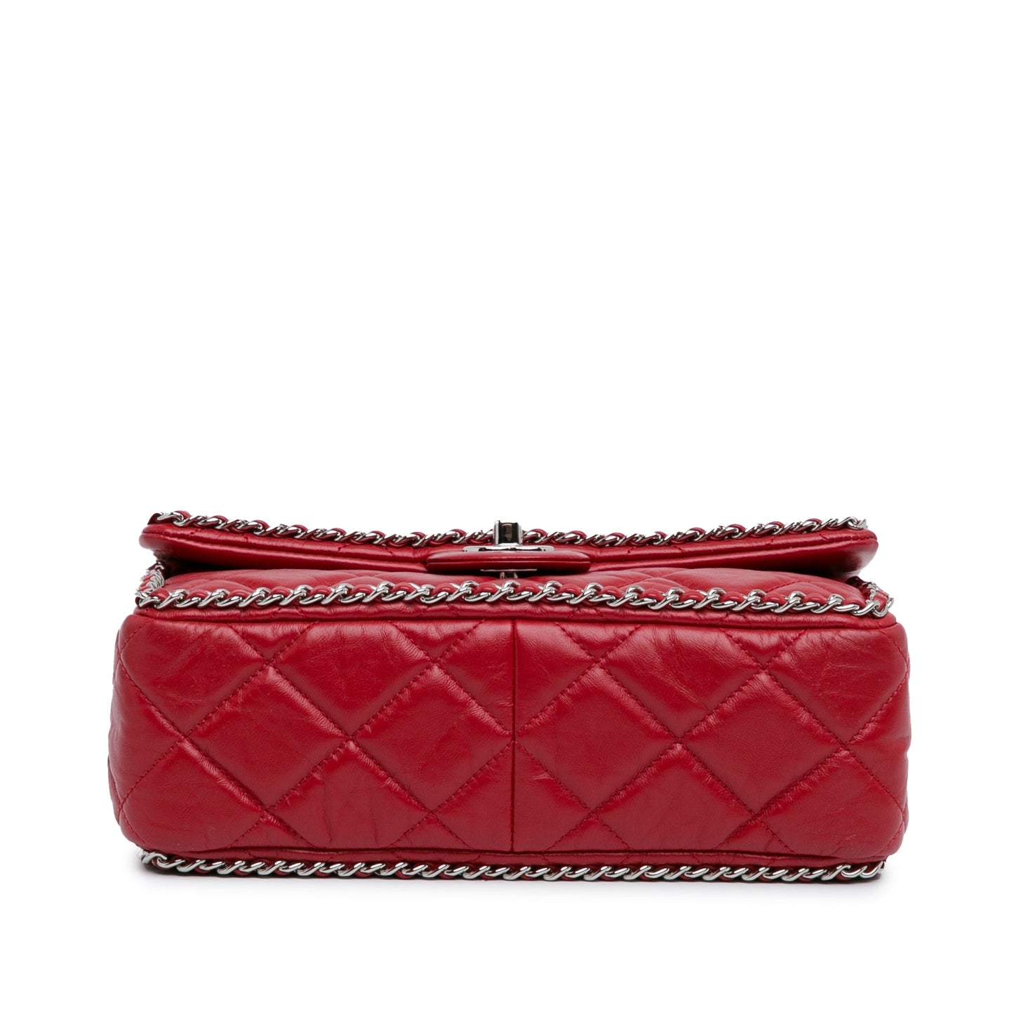 Red Chanel Crumpled Chain All Over Flap