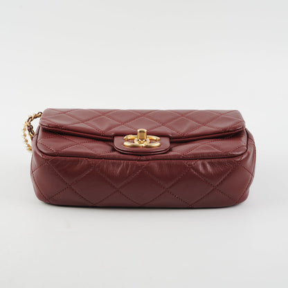 Chanel Quilted Crystal Pearls Flap Burgundy