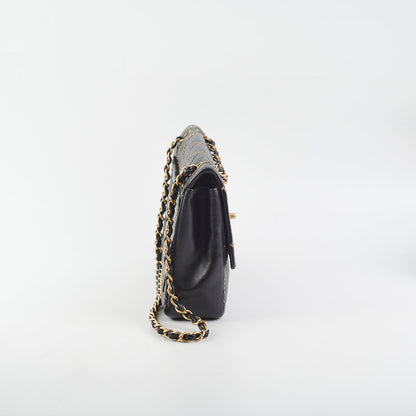 Chanel Wild Stitch Classic Flap Shoulder Bag Black