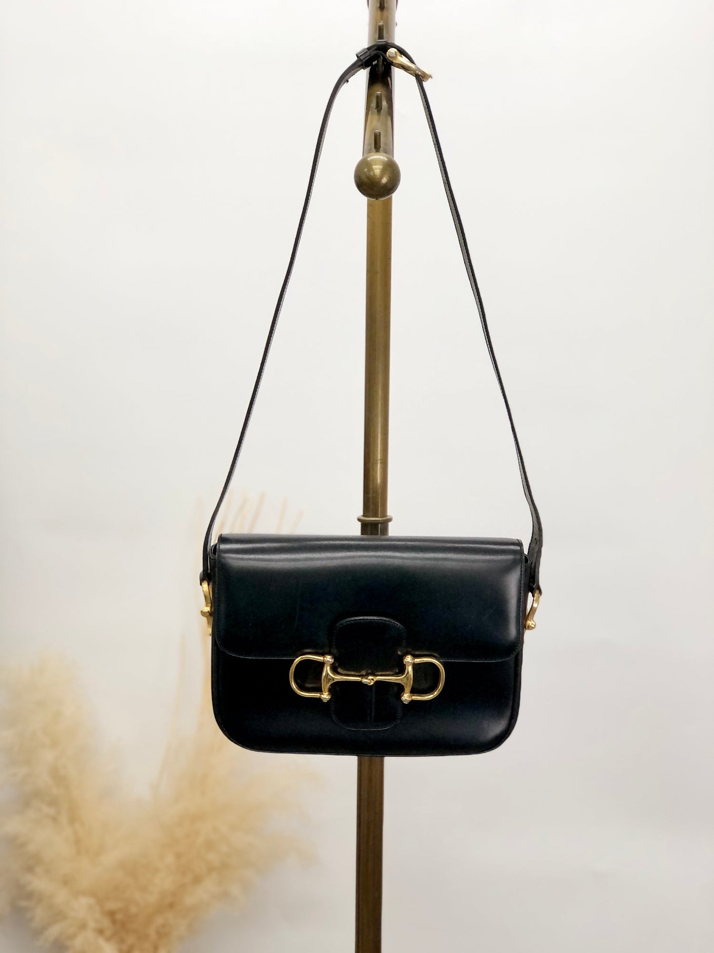 CELINE Horse Bit Shoulder bag Black Vintage dynnnp