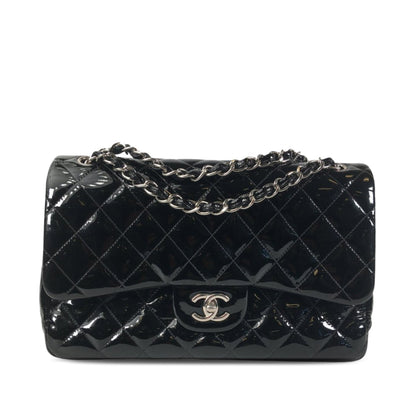 CHANEL Jumbo Classic Patent Double Flap Shoulder Bag