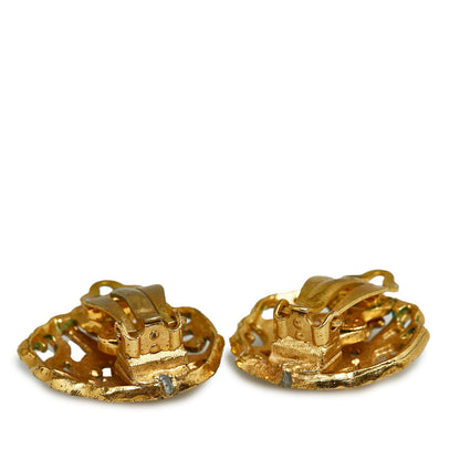 Gold Chanel CC Clip-on Earrings