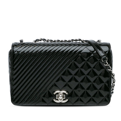 Black Chanel Medium Patent Coco Boy Flap Shoulder Bag