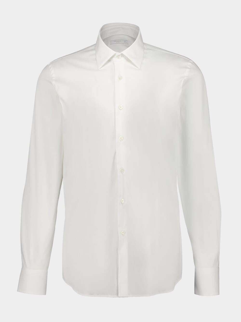 White Stretch Cotton Slim Shirt