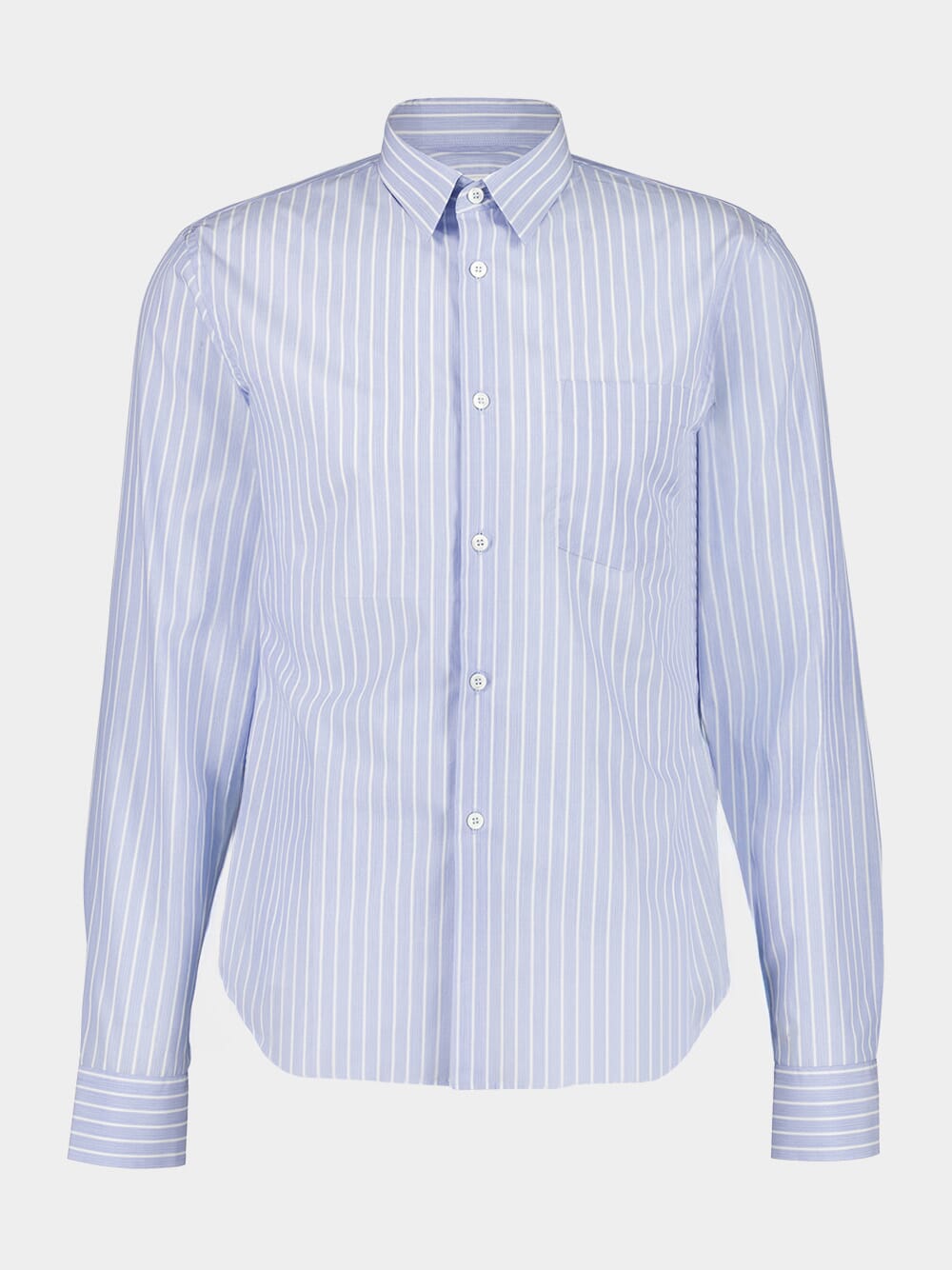 Sky Blue and White Striped Cotton Shirt
