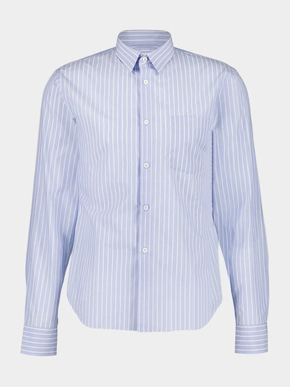 Sky Blue and White Striped Cotton Shirt