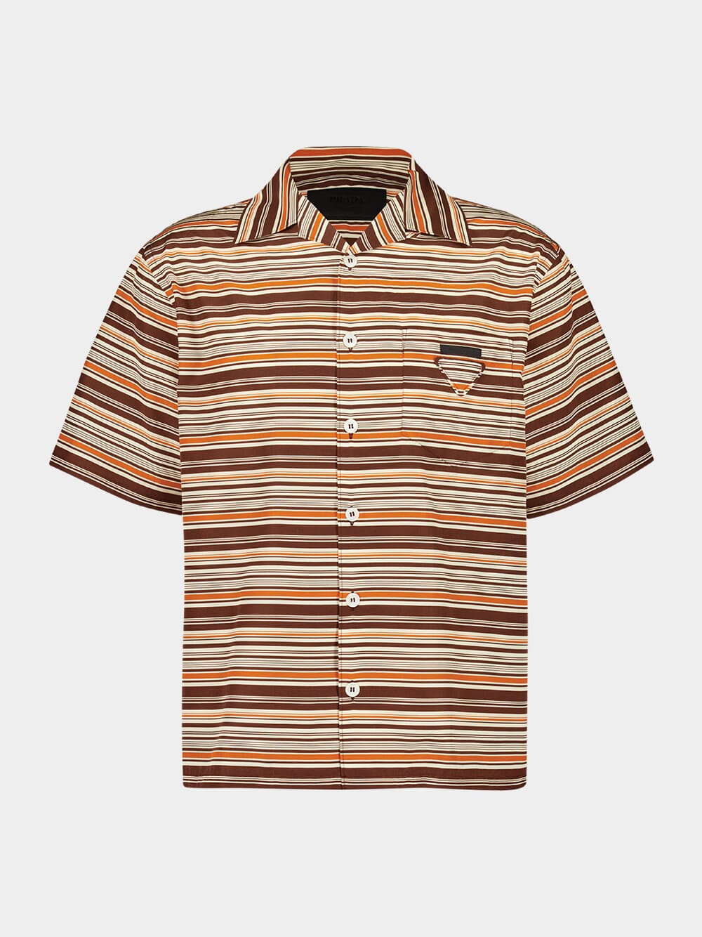 Sienna Brown Striped Cotton Bowling Shirt