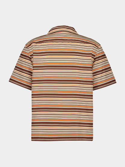Sienna Brown Striped Cotton Bowling Shirt