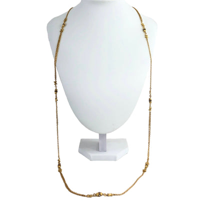 CELINE Triomphe Rhinestone Long Necklace Gold Vintage 52nahx