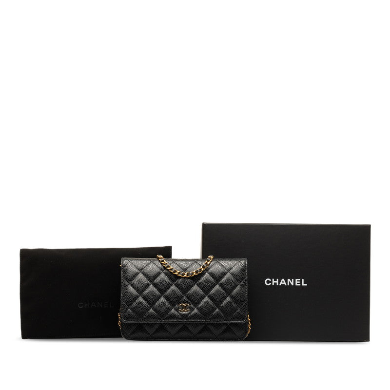 Chanel CC Caviar Wallet on Chain  Leather Shoulder Bag in Good condition