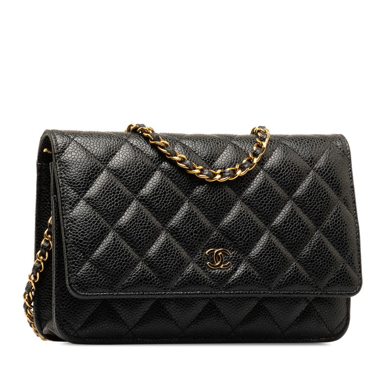 Chanel CC Caviar Wallet on Chain  Leather Shoulder Bag in Good condition