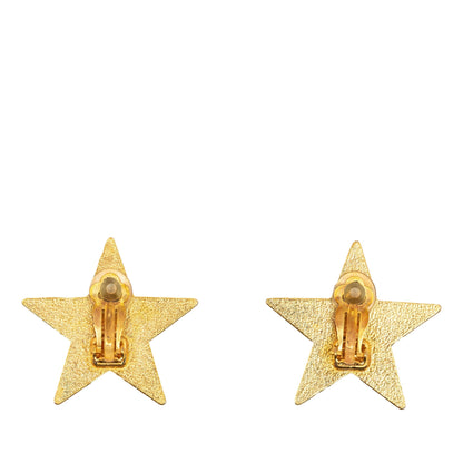 CHANEL Enamel CC Star Clip-On Earrings Costume Earrings