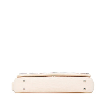 White Chanel CC Jersey Pyramid Stud Flap Shoulder Bag