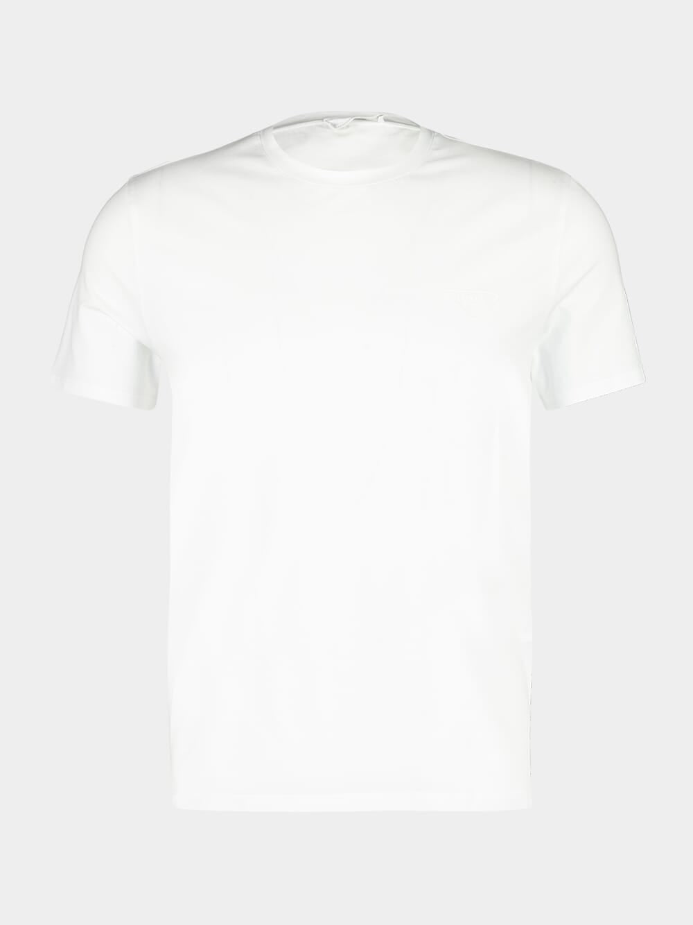White Short-Sleeve Crew Neck Cotton Pullover