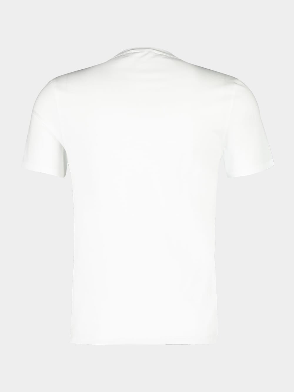 White Short-Sleeve Crew Neck Cotton Pullover