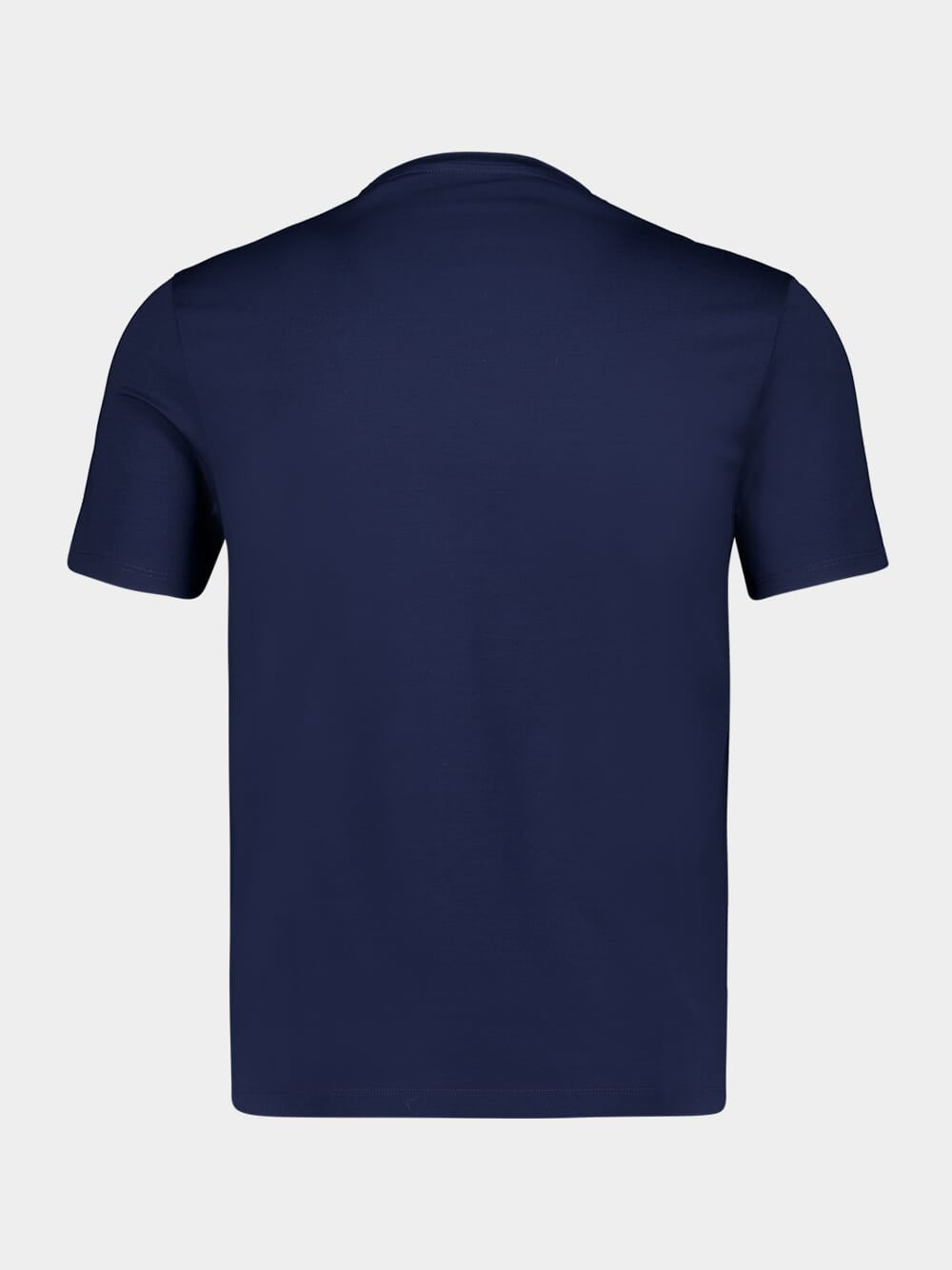 Navy Blue Short-Sleeve Crew Neck Cotton Pullover