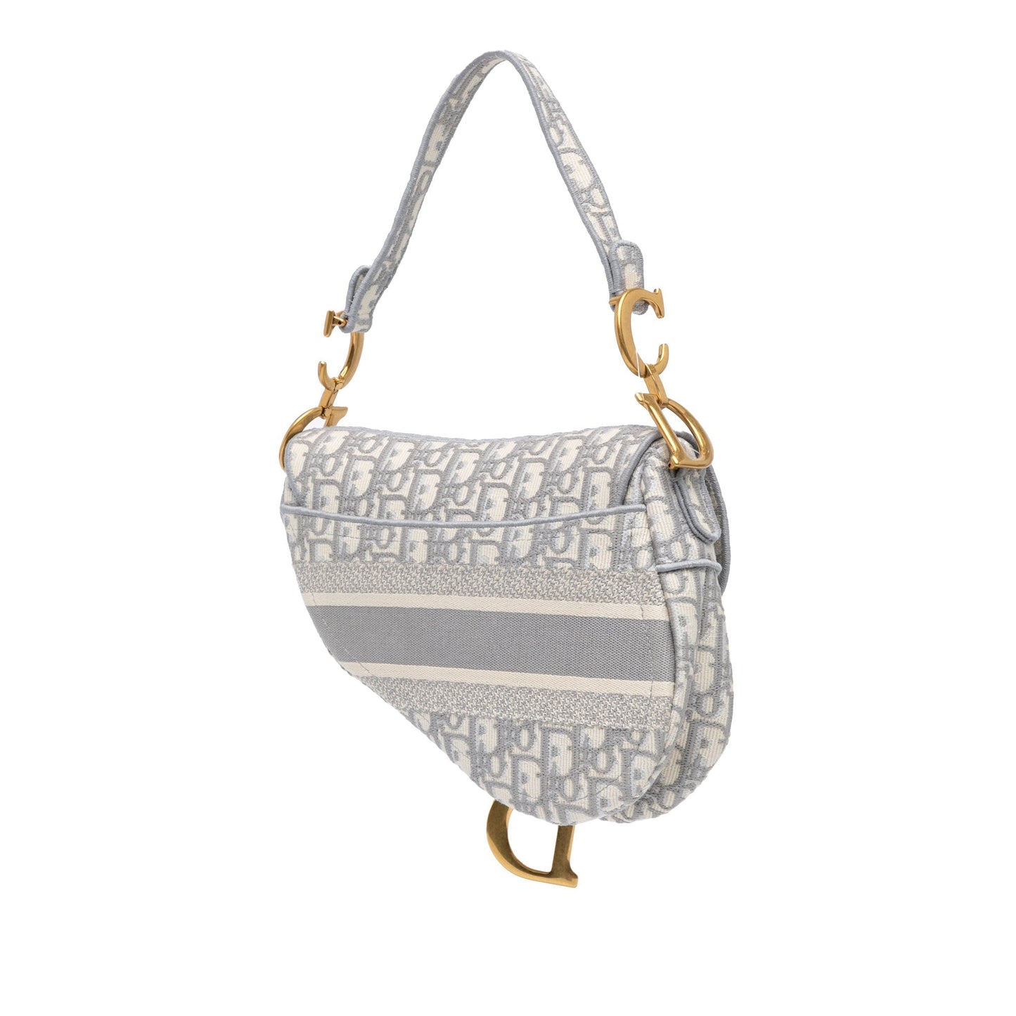 Oblique Embroidered Canvas Saddle Bag