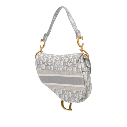 Oblique Embroidered Canvas Saddle Bag