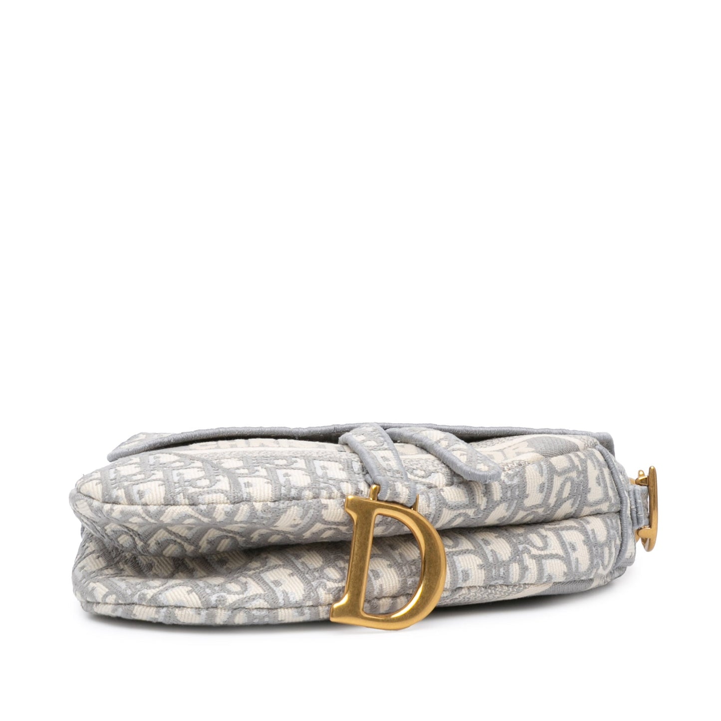 Oblique Embroidered Canvas Saddle Bag