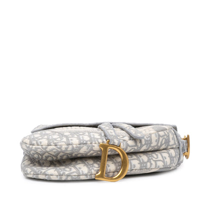Oblique Embroidered Canvas Saddle Bag