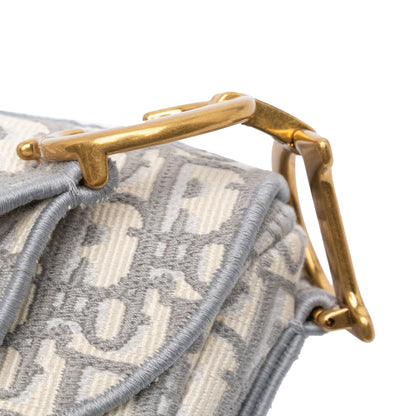 Oblique Embroidered Canvas Saddle Bag