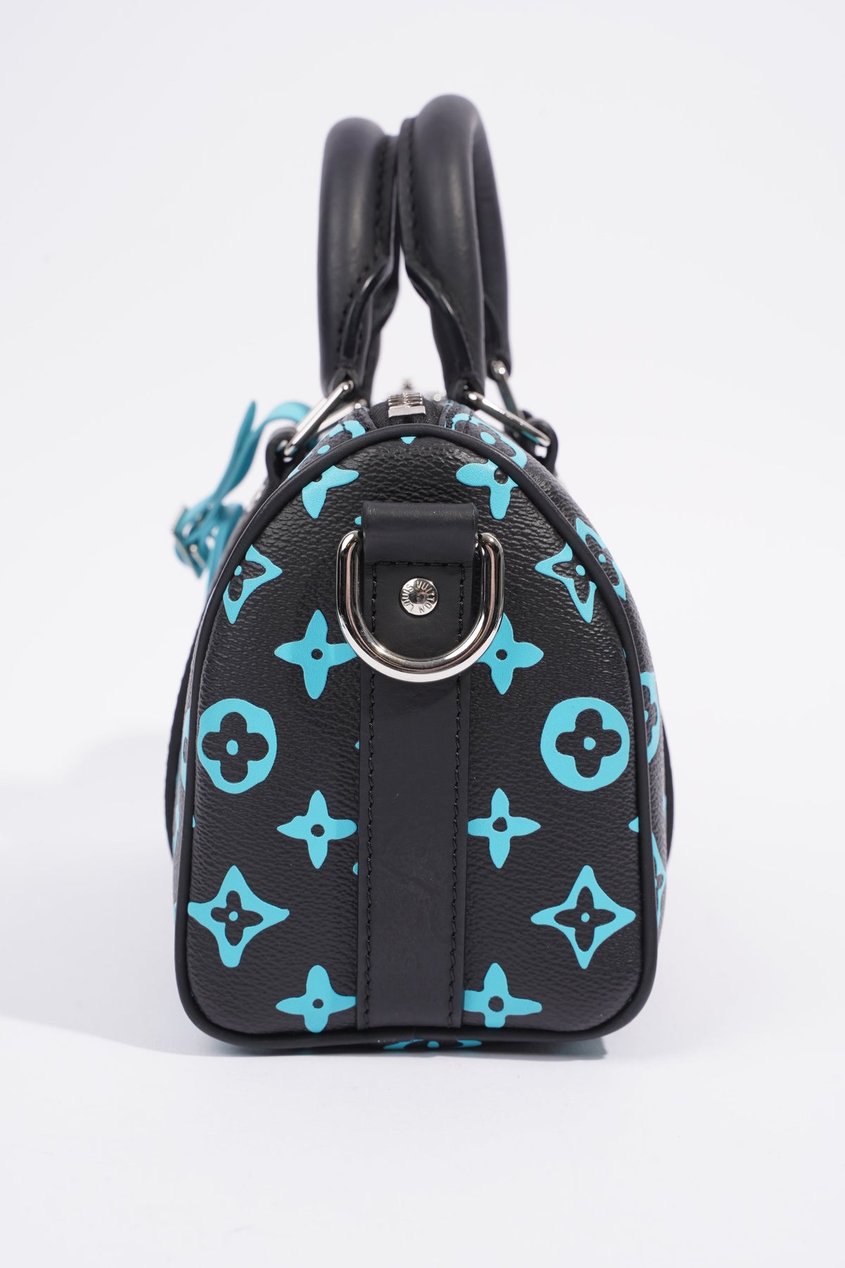 Louis Vuitton Keepall Bandouliere Black And Blue Monogram Coated Canvas 25cm