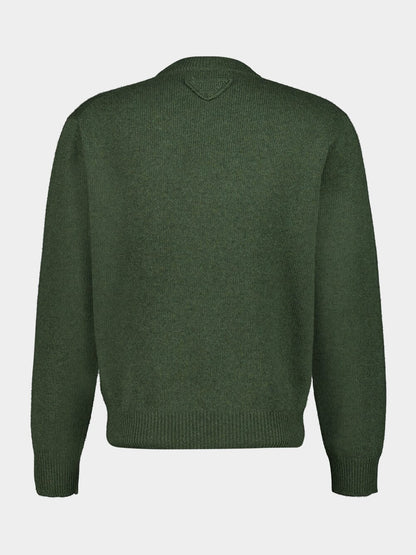 Military Green Re-Cashmere Crew-Neck Sweater