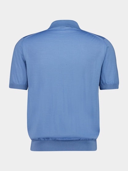 Superfine Wool Blue Polo Shirt